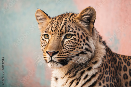 Leopard animal abstract wallpaper. Soft background panthera in Pastel colors. Generative with ai