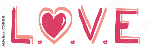 Ilustración de la palabra love escrita a mano para San Valentín sin fondo