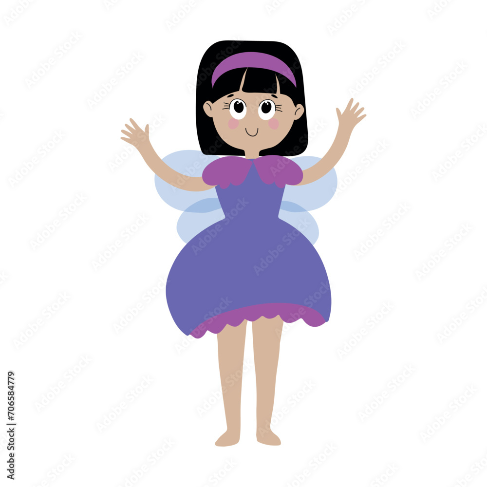 Cute cartoon hand drawn fairy. Magical kingdom. Little princess Cute cartoon hand drawn fairy. Magical kingdom. Little princess