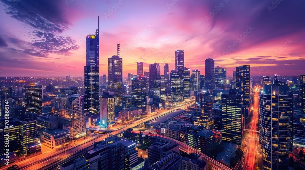 Obraz premium Vibrant Urban Skyline