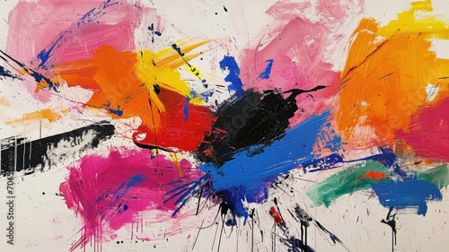 Fototapeta Naklejka Na Ścianę i Meble -  Generative AI, grunge colorful paint on canvas background. Different textures and shapes	
