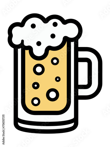 Minimalist Pint Beer Glass Vector Icon Illustration