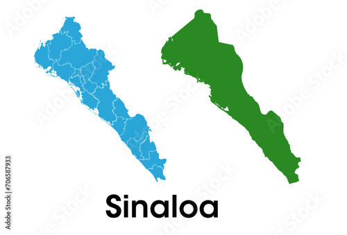 Sinaloa state map in mexico photo