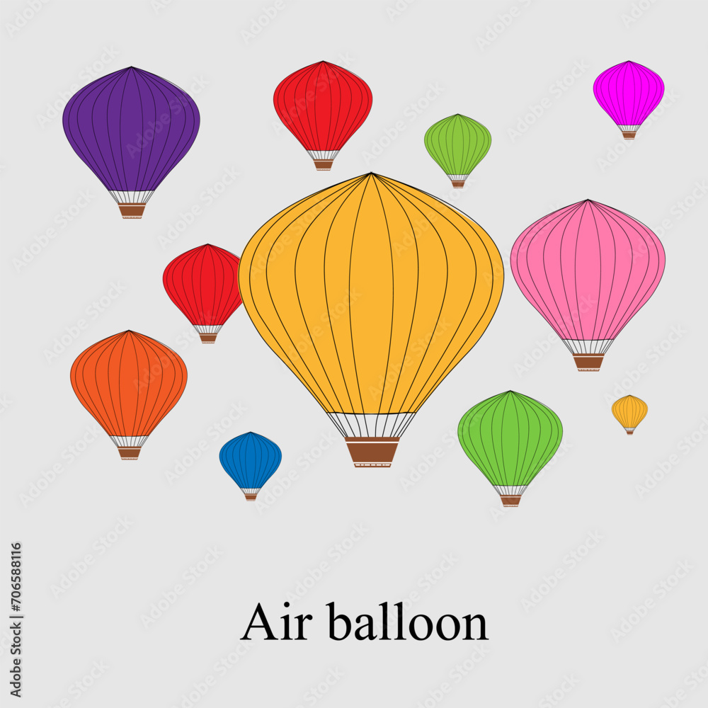 Set of vector hot air balloons illustration

