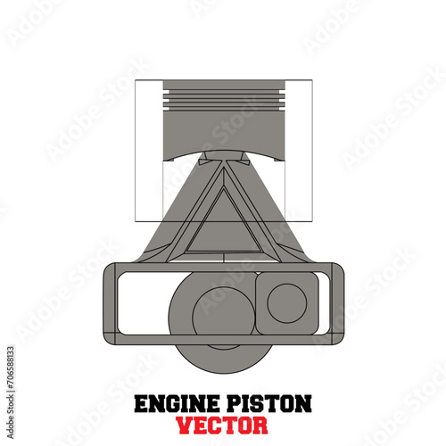 Engine Piston Rod And Crank vector design template