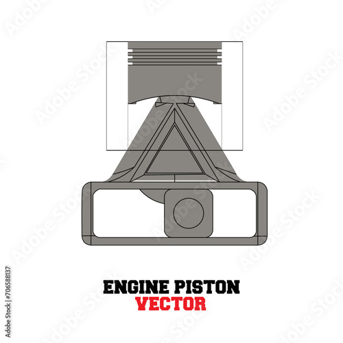 Engine Piston Rod And Crank vector design template
