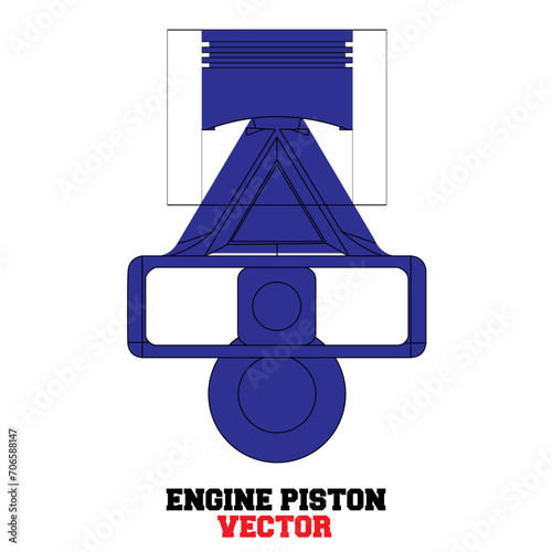 Engine Piston Rod And Crank vector design template