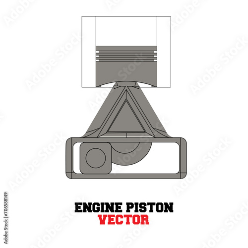 Engine Piston Rod And Crank vector design template