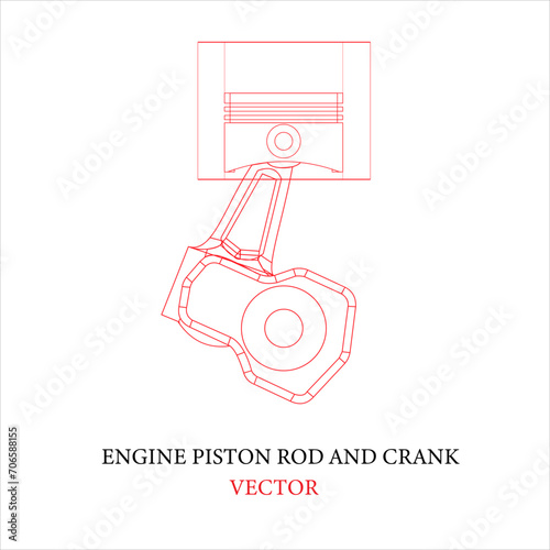 Engine Piston Rod And Crank vector design template