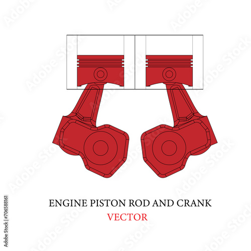 Engine Piston Rod And Crank vector design template