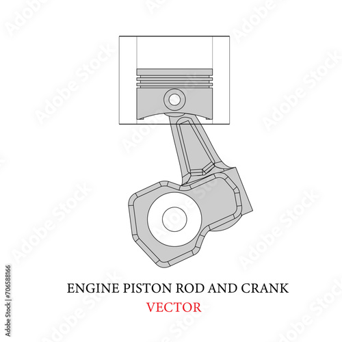 Engine Piston Rod And Crank vector design template