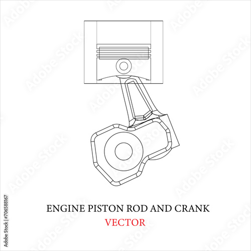 Engine Piston Rod And Crank vector design template
