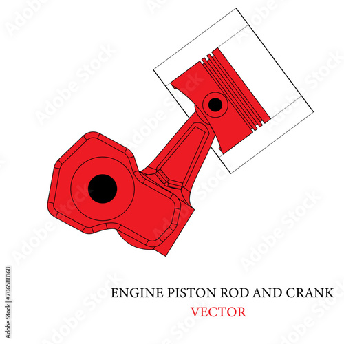 Engine Piston Rod And Crank vector design template