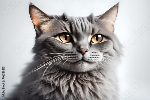 Beautiful grey cat isolated on a white 