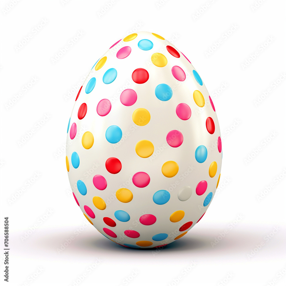 Colorful polka dots painted on Easter egg with isolated white background - ai generative Colorful polka dots painted on Easter egg with isolated white background - ai generative