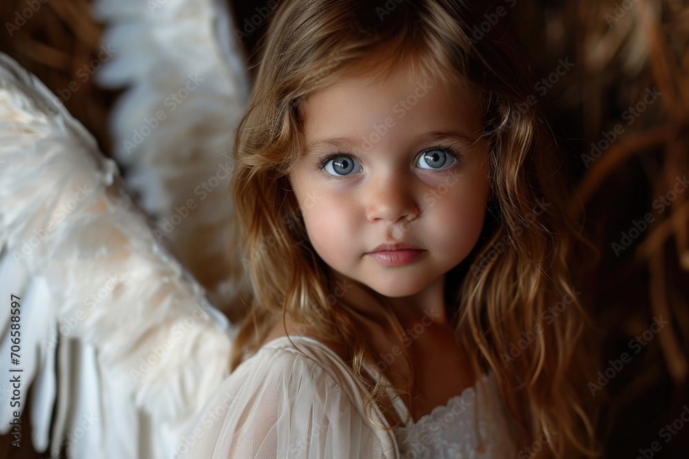 Innocent Young Girl Dons Angelic Costume Innocent Young Girl Dons Angelic Costume