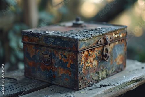 Metal box, metallic box, crate, storage box, old rustic box, army box © MrJeans