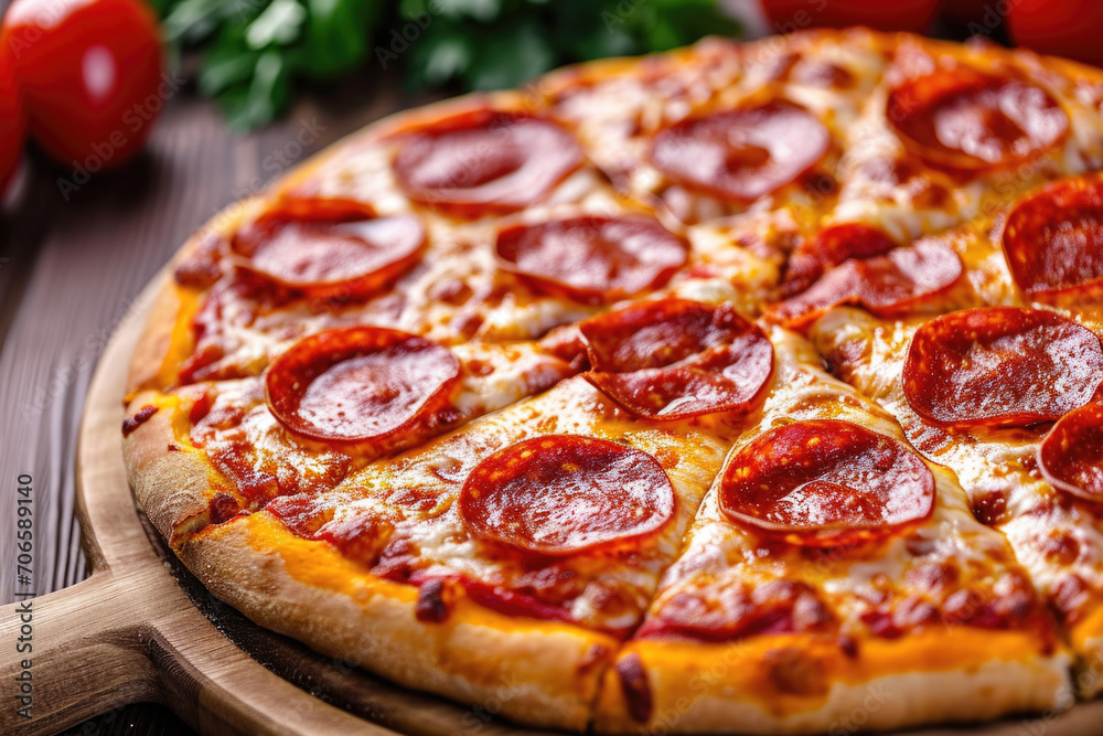 Delicious Homemade Pepperoni Pizza Bursting With Fresh Ingredients