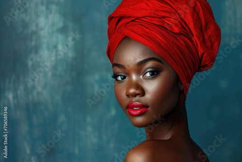 Redclad Black Woman Exudes Confidence And Beauty photo