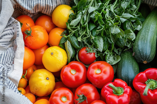 Reusable Shopping Bag Holds Vibrant Farmers Market Haul