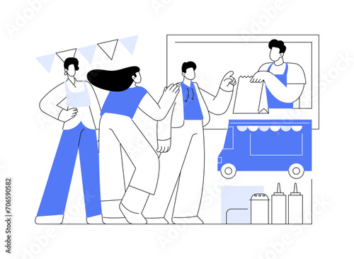 Queuing for food isolated cartoon vector illustrations.