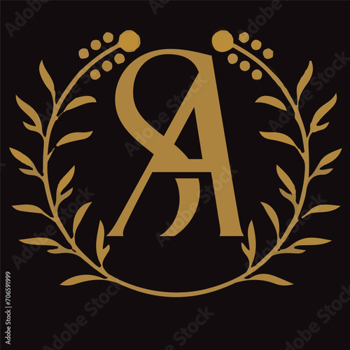 SA letter branding logo design with a leaf..
 photo