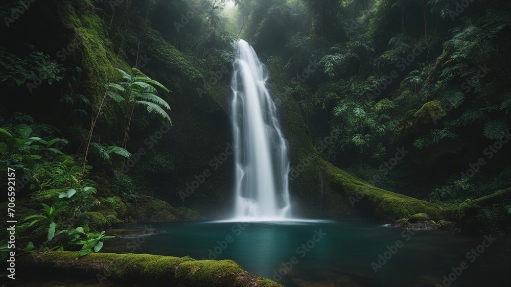 waterfall in the forest Image of peaceful waterfall in the rain forest 