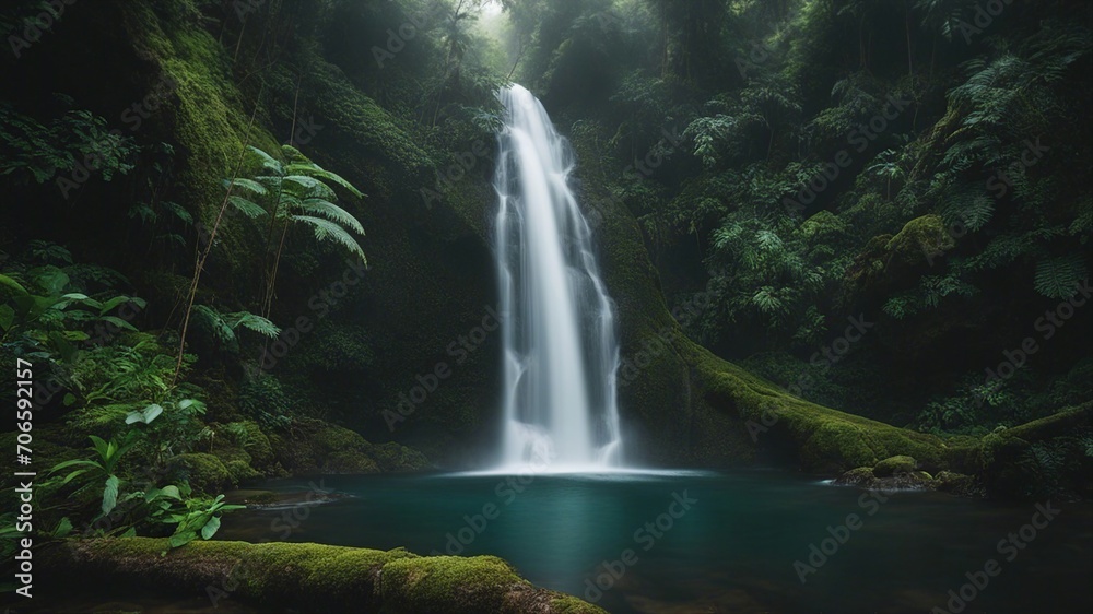 waterfall in the forest Image of peaceful waterfall in the rain forest waterfall in the forest Image of peaceful waterfall in the rain forest