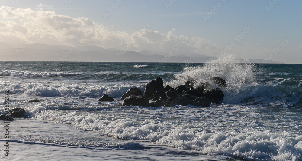 waves of the Mediterranean sea in winter on the island of Cyprus 7