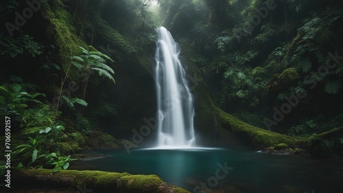 waterfall in the forest Image of peaceful waterfall in the rain forest 