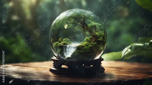 green forest waterfall ethereal fantasy concept art of masterpiece, best quality, RAW macro photo of  peaceful waterfall  