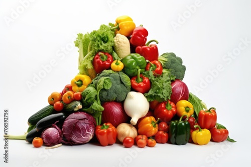 fresh vegetables isolated on white background close up. horizontal photo.