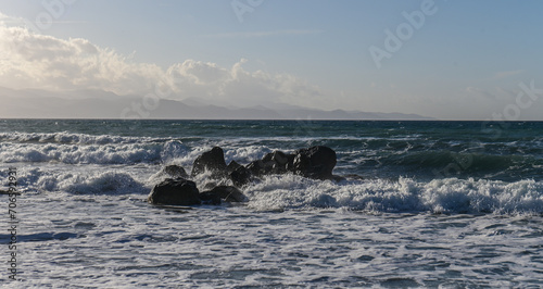 waves of the Mediterranean sea in winter on the island of Cyprus 8