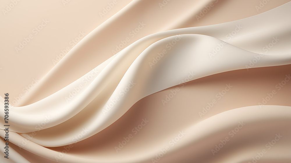 Obraz premium Satin waves in a tranquil dance of shadows and light, creating visual symphony of calm on a soft beige backdrop