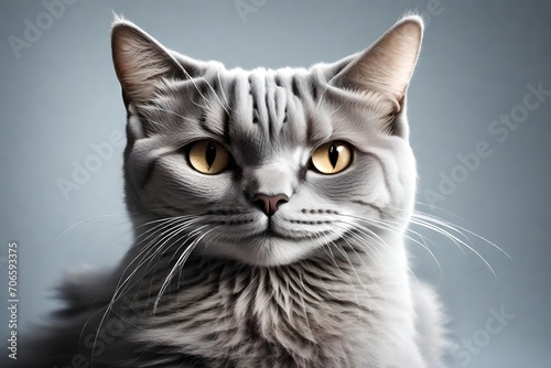 Beautiful grey cat isolated on a white 