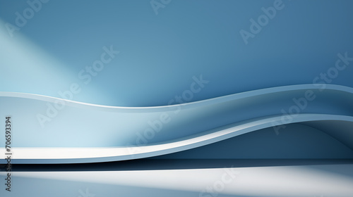 Abstract blue waves casting subtle shadows in a clean composition. Soft light over curvaceous blue waves in a minimalistic design