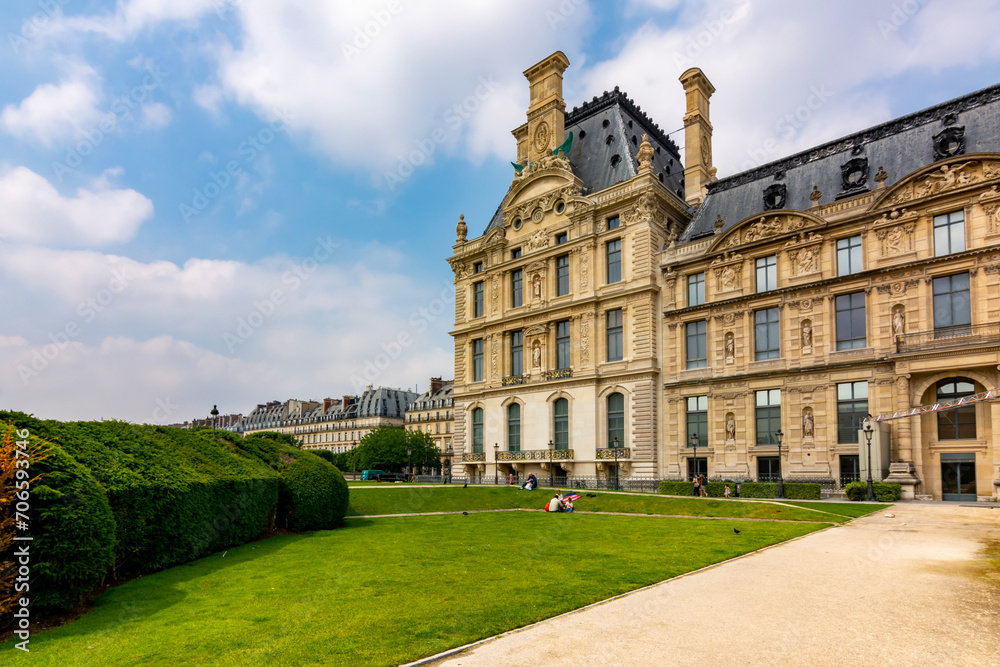Louvre palace in center of Paris in spring, France