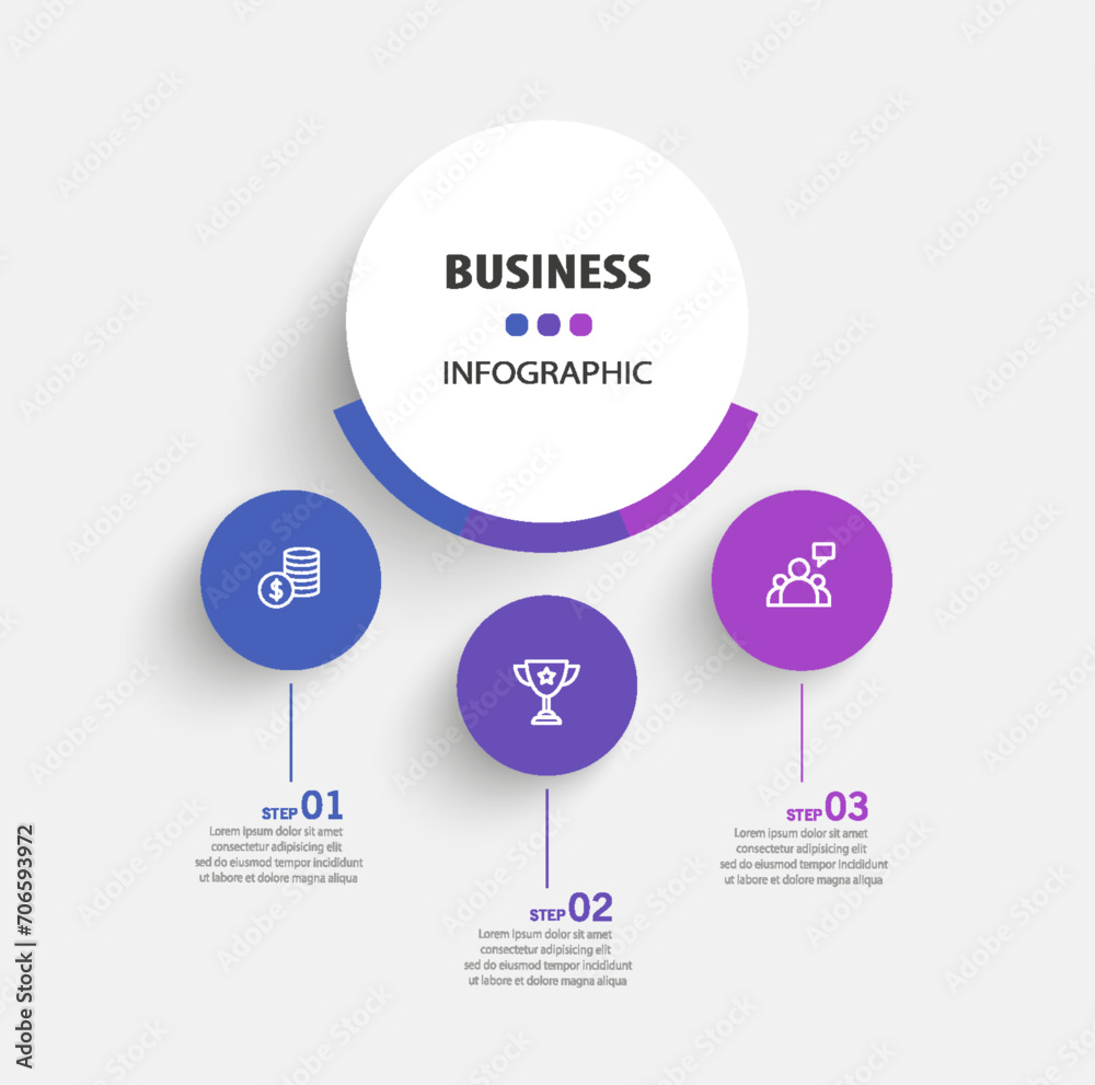 Vector infographic design template with icons and 3 options or steps. Can be used for process diagram, presentations, workflow layout, banner, flow chart, info graph Vector infographic design template with icons and 3 options or steps. Can be used for process diagram, presentations, workflow layout, banner, flow chart, info graph