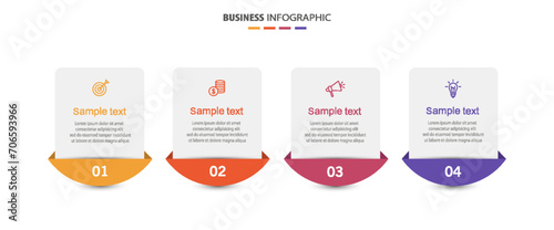 Business infographic design template with 4 options, steps or processes. Can be used for workflow layout, diagram, annual report, web design	