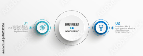 Vector infographic template with icons and 2 options or steps. Can be used for process diagram, presentations, workflow layout, flow chart, info graph	