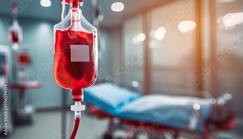 wide banner for voluntary international blood bank donation, emergency ICU medical laboratory for healthcare, and red IV drip bag for blood donation types