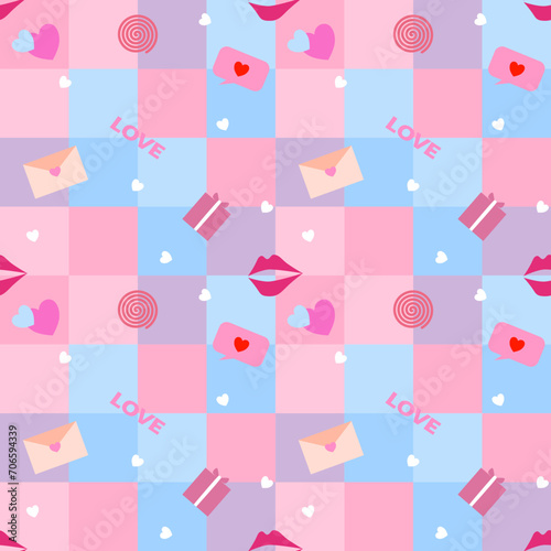 Love and valentine s seamless pattern. Valentine s Day seamless pattern in doodle style. Collection of valentines day backgrounds. Rainbow love made of cute little hearts