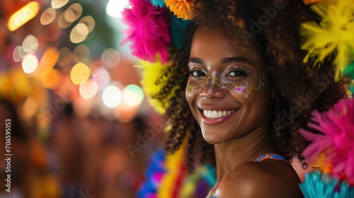 Professional half body portrait of sensual and cute brazilian woman Rio carnival participant © shooreeq
