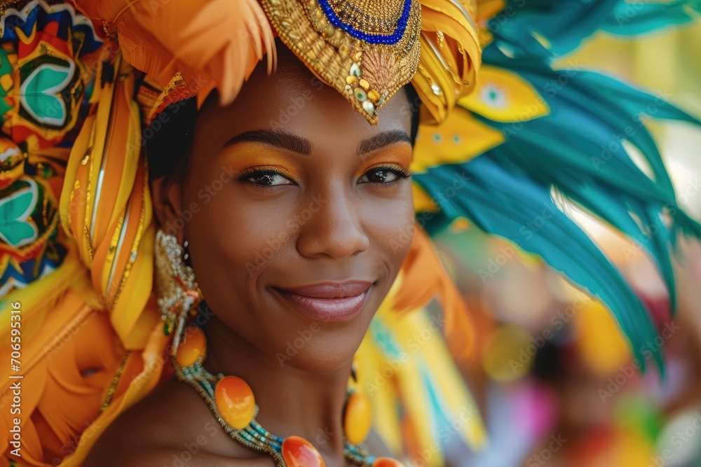 Professional portrait of sensual and beautiful brazilian woman during Rio carnival