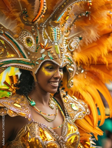 Rio carnival participant in a beautiful costume