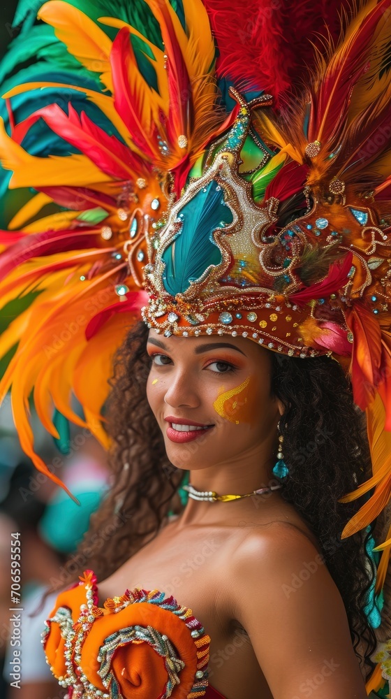 Sensual and cute woman Rio carnival participant in breathtaking costume Sensual and cute woman Rio carnival participant in breathtaking costume