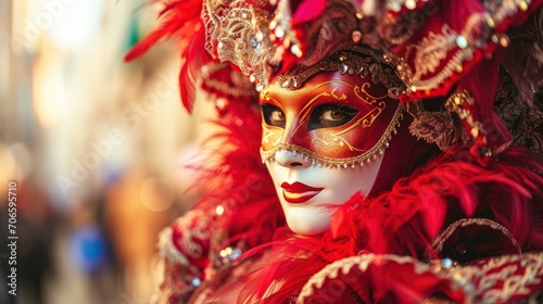 Sensual and cute woman Venice carnival participant in breathtaking costume © shooreeq