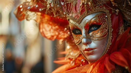 Sensual and cute woman Venice carnival participant in breathtaking costume © shooreeq