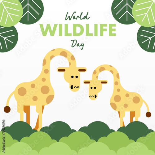 World wildlife day illustration. Wildlife day background. Animal wildlife day illustration background