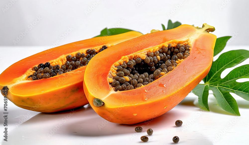 papaya fruit on white background papaya fruit on white background